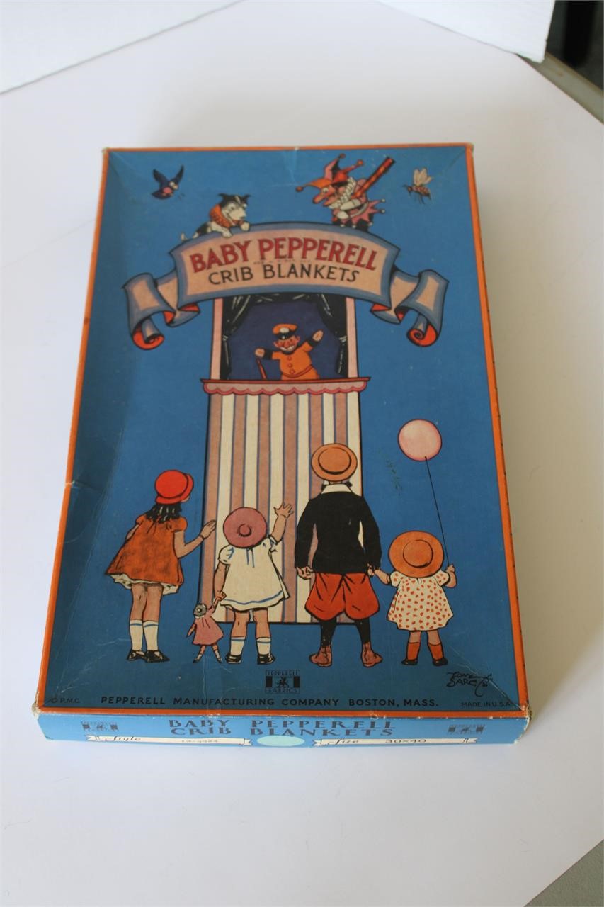 Vintage Baby Pepperell Crib Blanket w Orig. Box