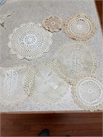 Vintage, seven piece small doilies lot