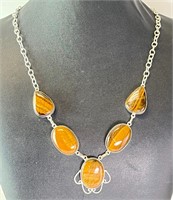 21" Amazing Solid Sterling Tiger Eye Necklace 52 G