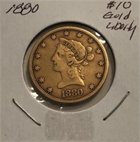 1880-P $10 Liberty Head Gold Coin