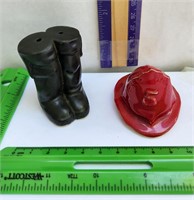 S&P shaker fireman hat and boots set