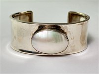 Large Solid Sterling Mother of Pearl Cuff 25 Grams