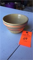 6.25”W x 3.25”T banded crock bowl good condition