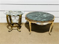 French Provincial Table & Gold Tone Side Table