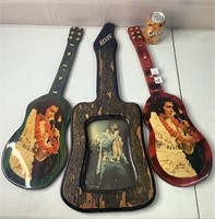 Wooden Elvis Guitar Decor