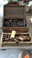 Antique box w/old pipe threaders etc