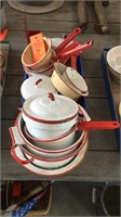 Red trim enamelware