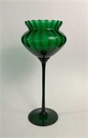 16" Mid-Century Green Empoli Glass Vase