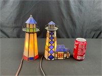 2 Decorative Lightup Lighthouses working