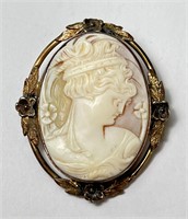 Large 12KT Gold Filled Cameo Pin/Brooch 12 Grams