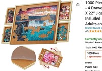 1000 Piece Wooden Jigsaw Puzzle Board - 4 Drawers
