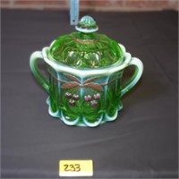 VTG Mosserr Tobacco Jar Green Opalesent Cherry