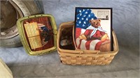 Basket, Teddy bear tin sign, ‘76-‘76 tin tray