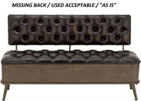 Deco 79 Metal Storage Bench w/ Tufted Faux Leather