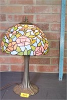 VTG Ornate Pink Roses Blue Hummingbird Lamp