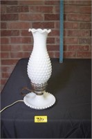 VTG White milk glass bedside table lamp Hobnail