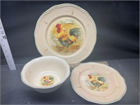 8 large, 8 small plates and 6 bowls handpainted