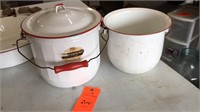 Red trim enamelware items