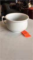 9”W x 5.5” T white ironstone handled soup bowl