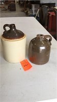 Brown glaze jug and stone jug few chips