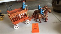 Cast iron Overland Circus wagons/horses , men