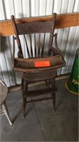 Antique wood high chair