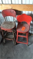 2 mid century metal kitchen stools