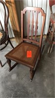 Antique oak caned rocker