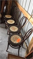 4 bentwood parlor chairs w/ embroidery