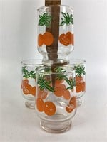 MCM Juice Glasses (4) matching tangerine print