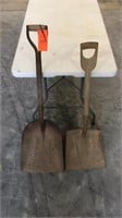 2 old scoop shovels