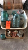 Assort. Old Blue ball and Kerr jars, zinc lids