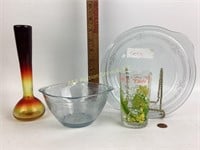 Amberina Glass Tulip Vase, Fire king glass bake