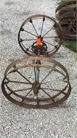 Antique planter axle w/ iron wheels