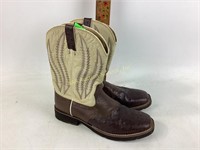 Roper cowboy boots, brown with ostrich finish