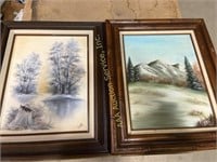 Framed scenic oil paintings, signed- GKG & IKG