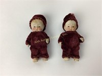 (2) small antique German bisque dolls