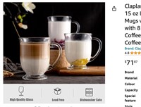 Claplante Glass Coffee Mugs Set of 6,