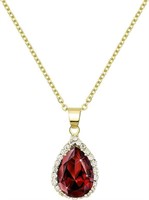 14k Gold-pl. 3.50ct Garnet & White Topaz Necklace