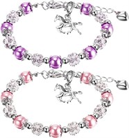 2 Pc Horse Charm Bracelet Set