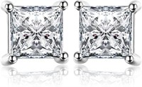 14k Gold-pl Princess Cut .80ct Topaz Earrings