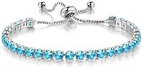 18k White Gold-pl Round 7.00ct Aquamarine Bracelet