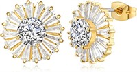 14k Gold-pl. 1.00ct Topaz Daisy Flower Earrings