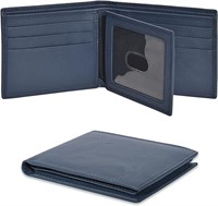 Blue Leather Bifold Men's Wallet