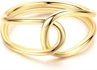 Minimalist 14k Gold-pl. 2 Circles Knot Ring