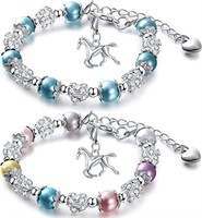 Round 1.00ct White Topaz & Beads Horse Bracelets