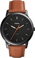 Fossil Men's Minimalist Brown Leather Slim Watch