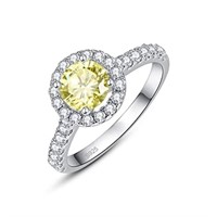 Round 1.20ct Peridot & Pave White Sapphire Ring