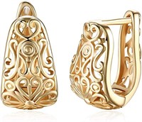 Beautiful Gold-pl. Filigree Design Earrings