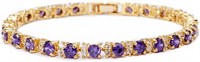 18k Gold-pl. 6.25ct Amethyst Tennis Bracelet